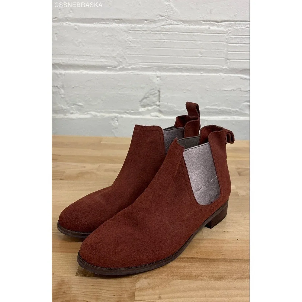 Toms Burgendy Ankle Booties Chelsea Booties Burgundy - Size‎ W9